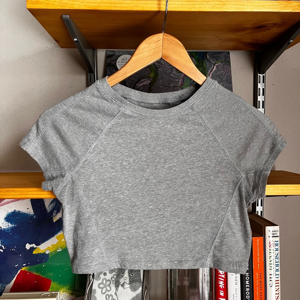 BDG Gray Short Sleeve Babydoll Crop Tee M